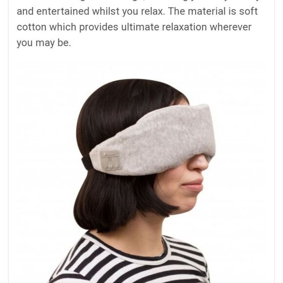 Bluetooth Music Sleep Mask Eyemask Built in Headphones in line remote grey - Picture 10 of 16